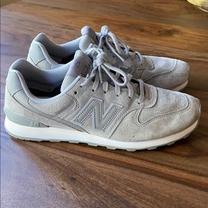 New Balance 696 gray suede shoes